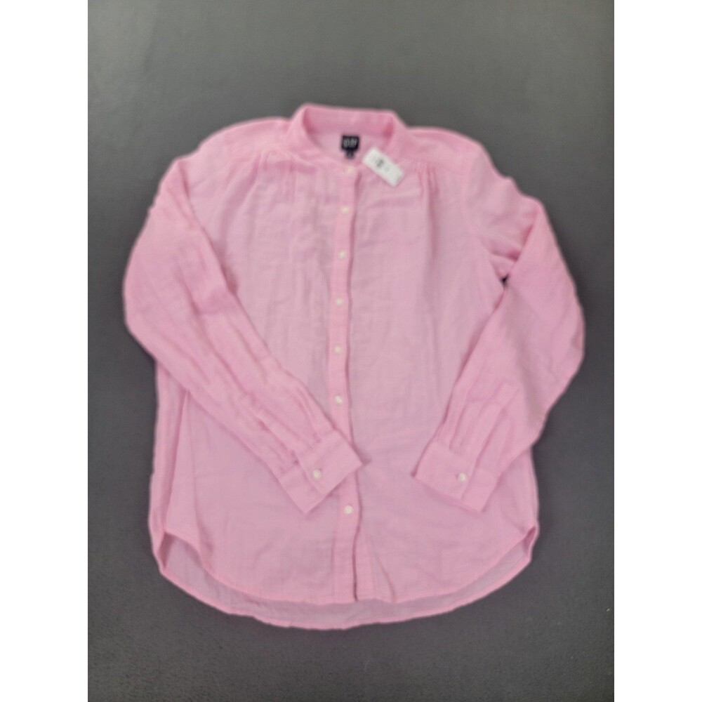 Gap Shirt Womens Small Tall Pink Long Sleeve Gauze Button Front Cotton Blouse - Picture 1 of 12